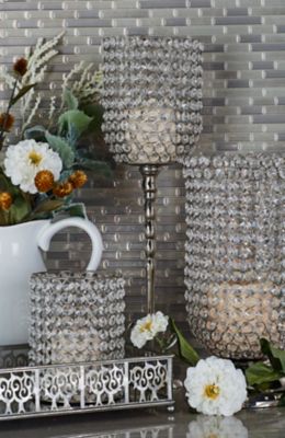 Harper & Willow Clear Aluminum and Crystal Glam Candle Holder, 19 in. x 6 in. x 6 in., 54258