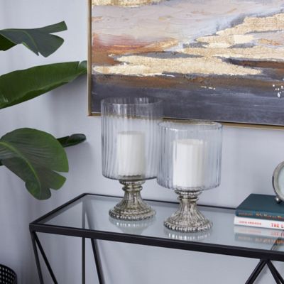 Harper & Willow Assorted Glass Hurricane Lamps, 2-Pack