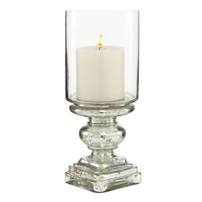 Image showing  16 in. Glass Traditional Candle Holder, Silver