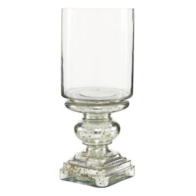 Image showing  16 in. Glass Traditional Candle Holder, Silver