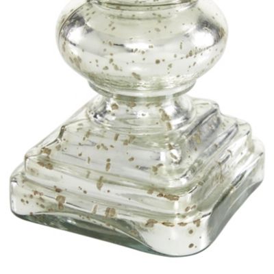 Image showing  16 in. Glass Traditional Candle Holder, Silver
