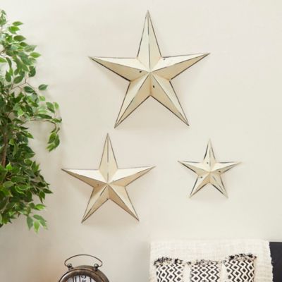 Harper & Willow Cream Metal Star Wall Decor, 18 in., 12 in., 24 in., 3 pc.