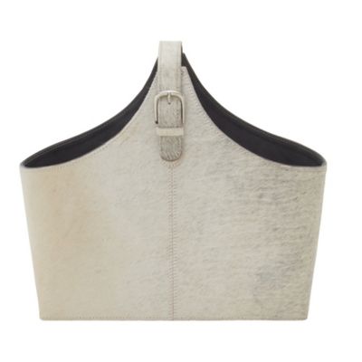 Image showing  White Leather Modern Magazine Rack Holder, 15 in. x 17 in. x 5 in.