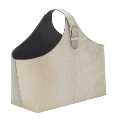 Image showing  White Leather Modern Magazine Rack Holder, 15 in. x 17 in. x 5 in.