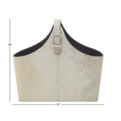 Image showing  White Leather Modern Magazine Rack Holder, 15 in. x 17 in. x 5 in.