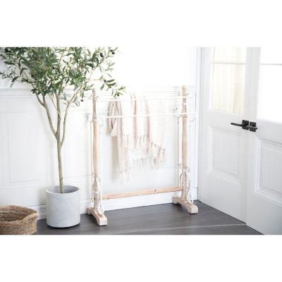 Harper & Willow Light Brown Wood Farmhouse Coat Rack, 40 in. x 34 in. x 14 in.