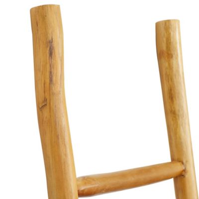 Image showing  Brown Teak Wood Handmade 4 Rack Ladder, 17 in. x 2 in. x 59 in.