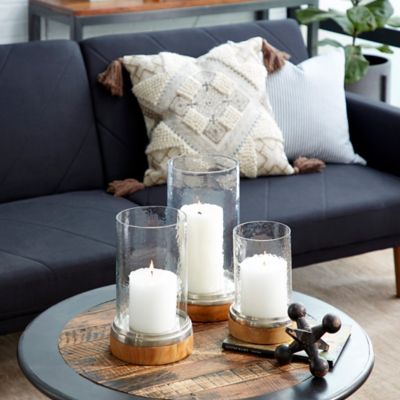 Harper & Willow Assorted Clear Aluminum Traditional Hurricane Lamps, 3-Pack