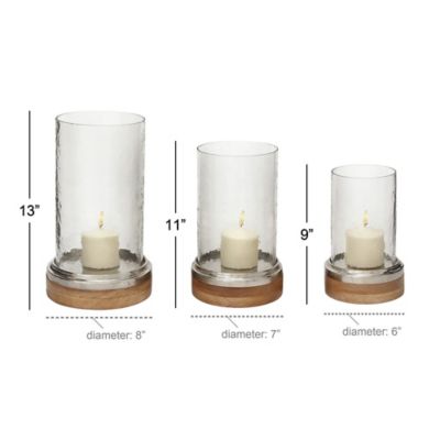 Image showing  Assorted Clear Aluminum Traditional Hurricane Lamps, 3-Pack