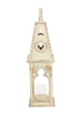 Image showing  White Wood Vintage Candle Holder Lantern, 28 in. x 8 in. x 8 in., 20492