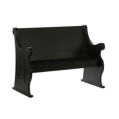 Image showing  Black Wood Storage Bench with Scrolled Armrests 50" x 24" x 36"