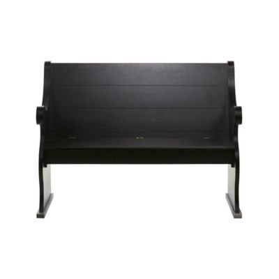 Image showing  Black Wood Storage Bench with Scrolled Armrests 50" x 24" x 36"