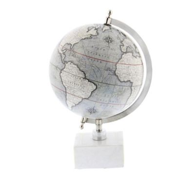 Image showing  Ceramic and Metal Contemporary Globe, 13 in. x 9 in. x 9 in., White
