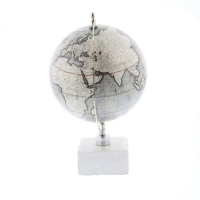 Image showing  Ceramic and Metal Contemporary Globe, 13 in. x 9 in. x 9 in., White