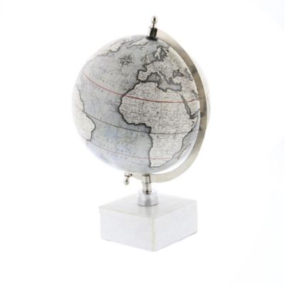 Image showing  Ceramic and Metal Contemporary Globe, 13 in. x 9 in. x 9 in., White