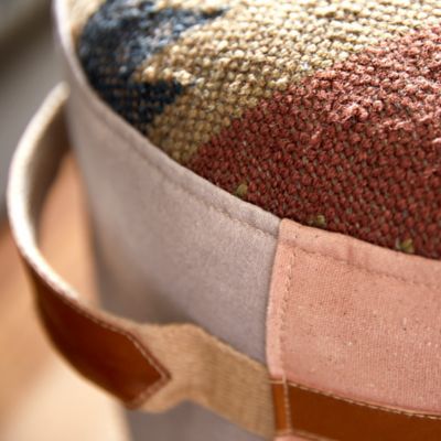 Image showing  17 in. x 17 in. x 19 in. Canvas Bike Pouf with Tribal Patterned Top, Multicolor