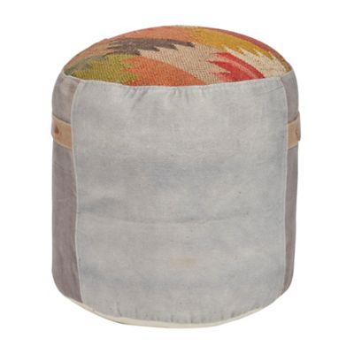 Image showing  17 in. x 17 in. x 19 in. Canvas Bike Pouf with Tribal Patterned Top, Multicolor