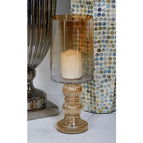 Harper & Willow Gold Glass Traditional Candle Holder, 16 in. x 6 in. x 6 in., 24635