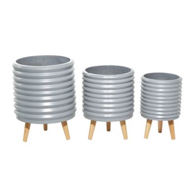 Image showing  Gray Magnesium Oxide Contemporary Planter Set of 3 18 in., 16 in., 14 in.H