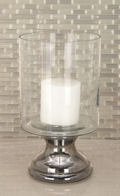 Harper & Willow Clear Glass Traditional Candle Holder, 14 in. x 8 in. x 8 in., 24687