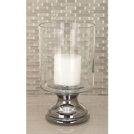 Harper & Willow Clear Glass Traditional Candle Holder, 14 in. x 8 in. x 8 in., 24687