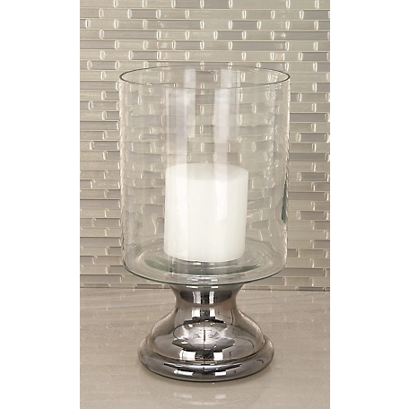 Harper & Willow Clear Glass Traditional Candle Holder, 14 in. x 8 in. x 8 in., 24687