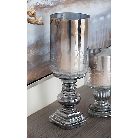 Harper & Willow Black Glass Traditional Candle Holder, 17 in. x 6 in. x 6 in., 24679