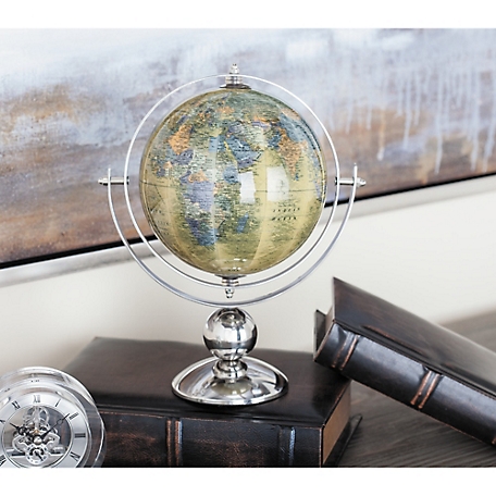 Harper & Willow Silver Stainless Steel Globe, 10 in. x 7 in. x 11 