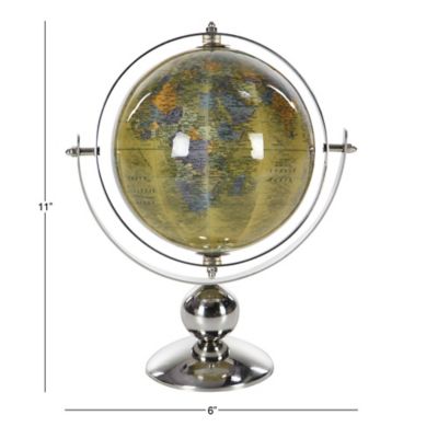 Image showing 7 th Harper & Willow Stainless Steel Globe, 10 in. x 7 in. x 11 in., Silver