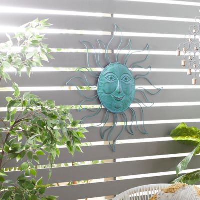 Harper & Willow Turquoise Metal Eclectic Outdoor Wall Decor, 30 in. x 30 in.