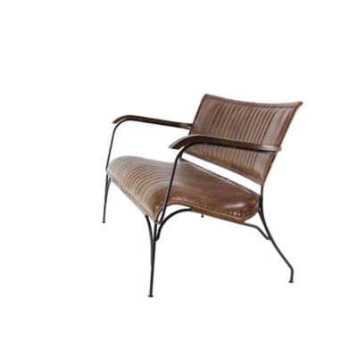 Image showing  Brown Leather Tufted Loveseat with Metal Legs 51 in. x 25 in. x 29 in.