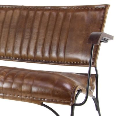 Image showing  Brown Leather Tufted Loveseat with Metal Legs 51 in. x 25 in. x 29 in.