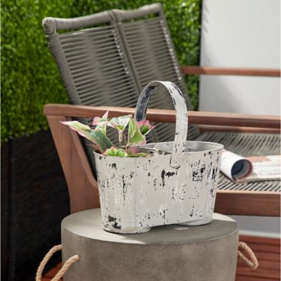 Harper & Willow White Vintage Planter, 12 in. x 7 in. x 13 in.