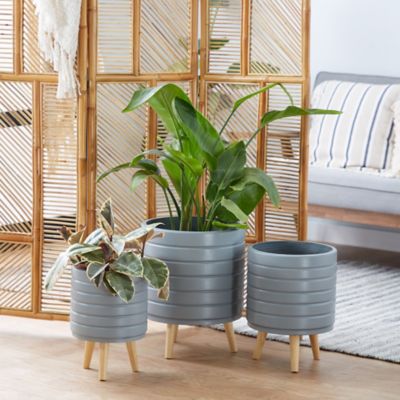 Harper & Willow Set of 3 Grey MgO Contemporary Planter 14 in., 16 in., 18 in.H