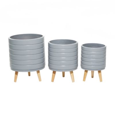 Image showing  Set of 3 Grey MgO Contemporary Planter 14 in., 16 in., 18 in.H