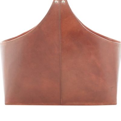 Image showing  Leather Handmade Box Style Single Slot Magazine Holder, 16 in. x 8 in. x 14 in., Brown