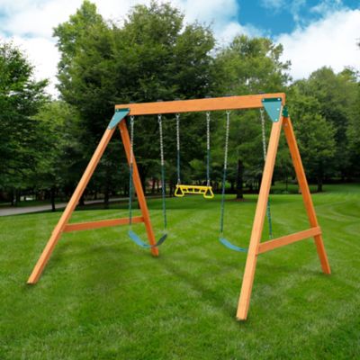 Image showing  Easy-to-Assemble Wooden Swing Set
