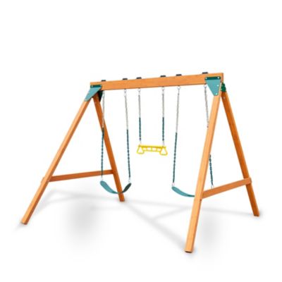 Image showing  Easy-to-Assemble Wooden Swing Set