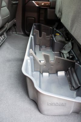 Image showing  Underseat Storage fits 19-26 Chevy Silverado/GMC Sierra Light Duty and 20-26 Heavy Duty Double Cab, Black