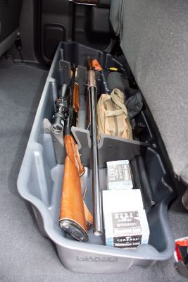 Image showing  Underseat Storage fits 19-26 Chevy Silverado/GMC Sierra Light Duty and 20-26 Heavy Duty Double Cab, Black