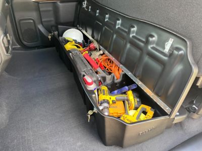 Image showing  Lockable Under Seat Storage fits 19-26 Chevy Silverado/GMC Sierra Light Duty and 20-26 Heavy Duty Crew Cabs, Black