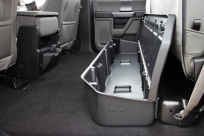 Image showing  Lockable Under Seat Storage fits 2015-2026 Ford F150 SuperCrew and 2017-2026 Ford F250 F350 F450 F550 SuperCrew, Black