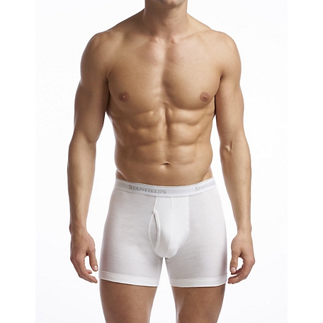 Stanfield's Premium Cotton Men's 2 Pack Boxer Brief Underwear - White - Size Medium