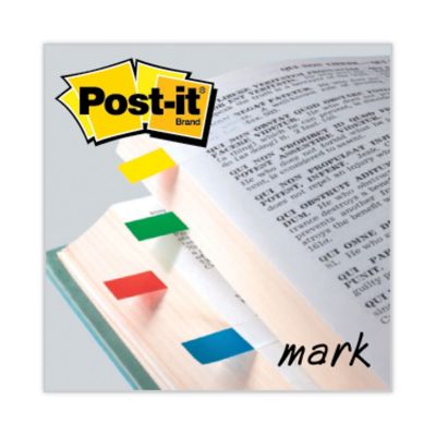 Image showing  Small Page Flags in Dispensers, 1/2 in. x 2 in., Assorted Primary, 35 Each Color, 4-Pack Dispensers