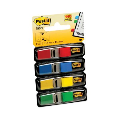 Image showing  Small Page Flags in Dispensers, 1/2 in. x 2 in., Assorted Primary, 35 Each Color, 4-Pack Dispensers