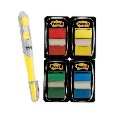 Image showing 5 th Post-it Flags Page Flag Value Pack, Assorted, Includes (200) 1 in. Flags with Highlighter and (50) 1/2 in. Flags