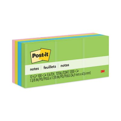 Post-it Notes Original Note Pads in Jaipur Colors, 1-1/2 in. x 2 in., 100 Sheets, 12 pk.