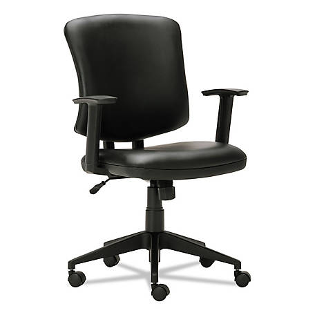 Alera Everyday Leather Task Office Chair, Supports Up to 275 lb., 17.6-21.5 in. H Seat, Black