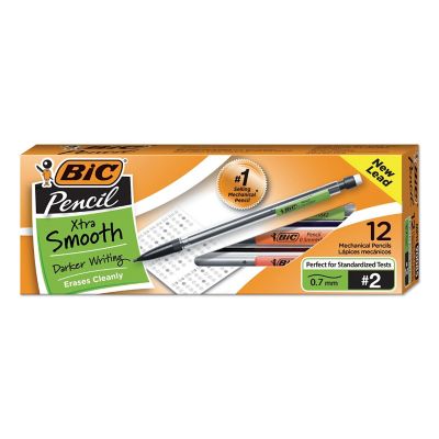BIC Xtra Smooth Mechanical Pencils, 7/10 mm, HB (#2-1/2), Black Lead, Clear Barrel, 12-Pack