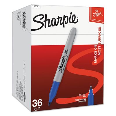 Image showing  Fine Tip Permanent Marker Value Pack, Fine Bullet Tip, Blue, 36-Pack